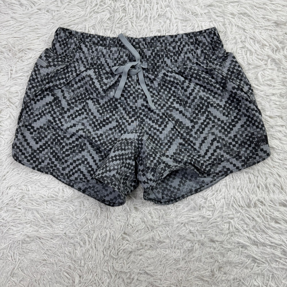 North Face Shorts Womens Small Gray Geometric‎ Pattern Running 4" Drawstring S